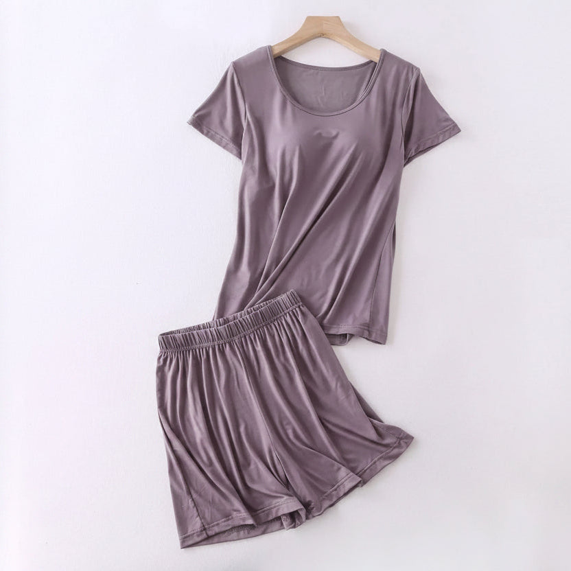 Conjunto de pijama con sujetador incorporado, camiseta y pantalones cortos