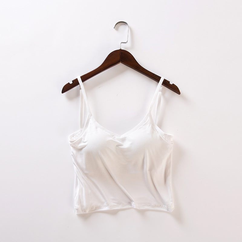 Top corto con tirantes finos y sujetador incorporado