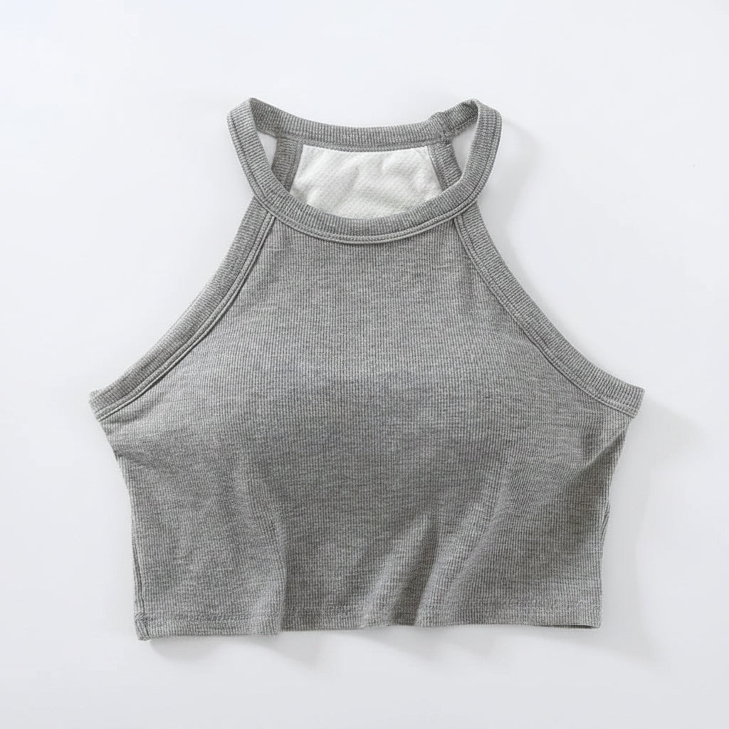 Camiseta corta con cuello halter y sujetador incorporado