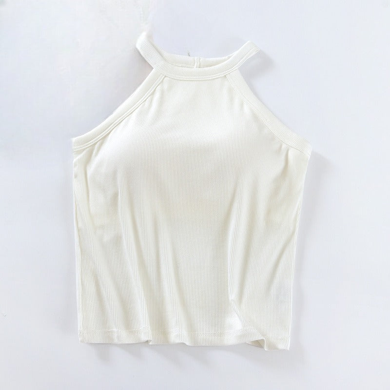 Top de cuello halter con sujetador incorporado - Largo corto