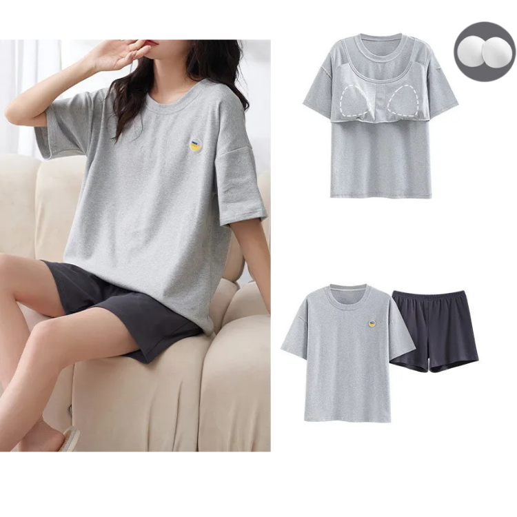 Parte superior de pijama con relleno incorporado. Conjunto de ropa de estar en casa. Talla grande disponible.