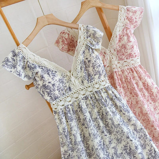 Lace Summer Dress with Removable Bra Cups 100% Cotton