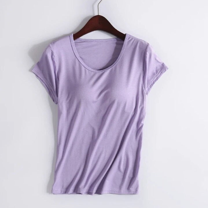 T-Shirt with Built In Bra Top Padding Inbuilt Bra Plus Size available