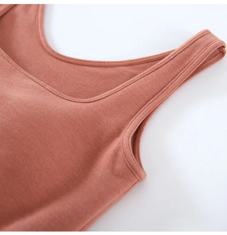 Thermal Tank Top with Inbuilt Bra Square Neckline