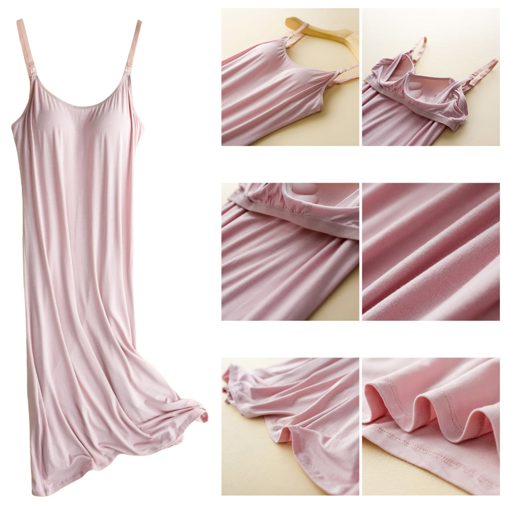 Breast-Feeding Nightie Nightgown Nursing Nightdress With Built In Bra