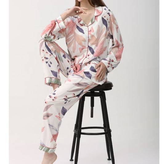 Floral Long Sleeve & Long Pants Summer Pyjama Set XS to M Size only