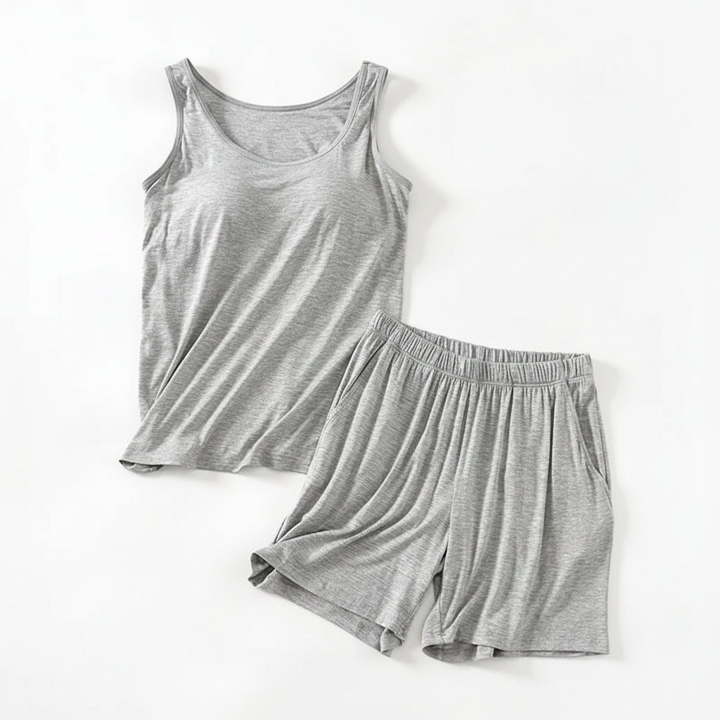 Tank Top PJ Set with Matching Shorts Soft and Lightweight