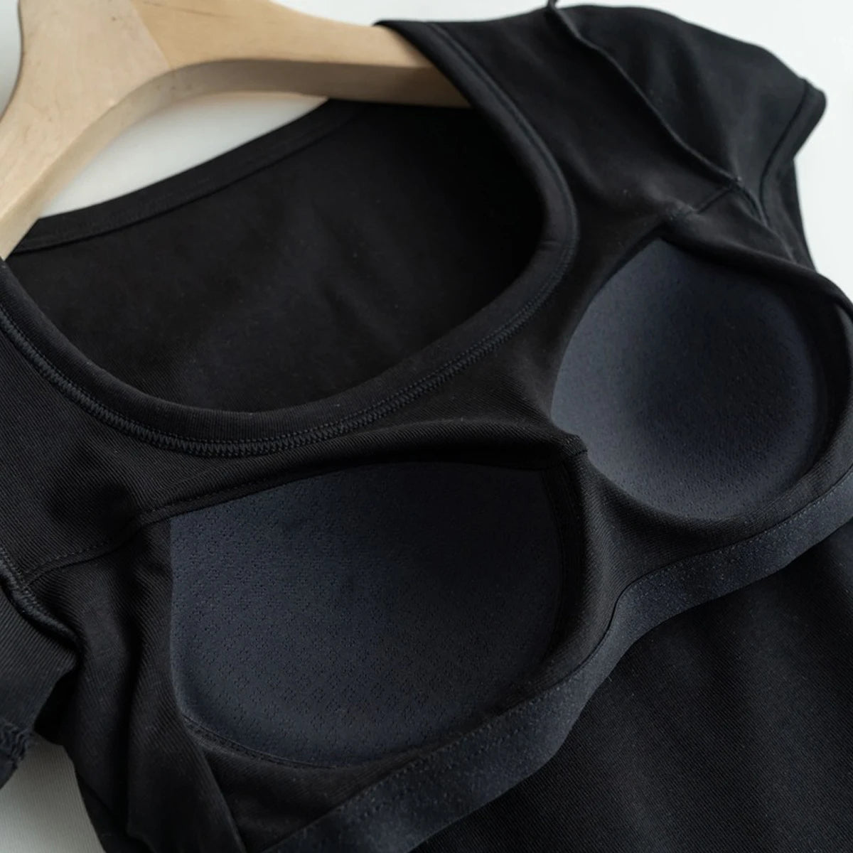 Cotton Scooped Neck Built in Bra T-Shirt Crop Length
