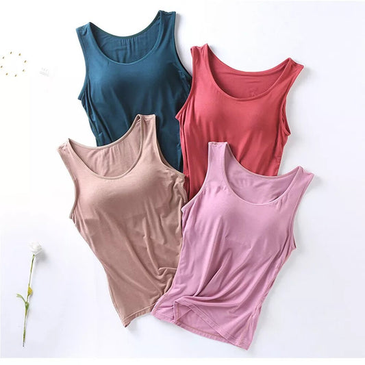 Tank Top with Built In Bra Plus size available Summer Colours