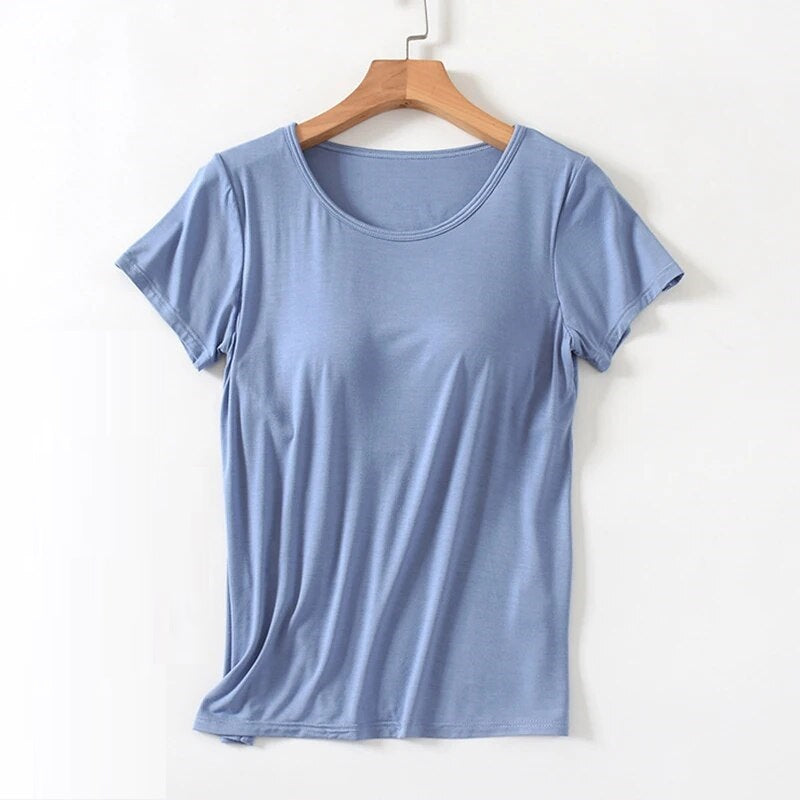 T-Shirt with Built In Bra Top Padding Plus Size available