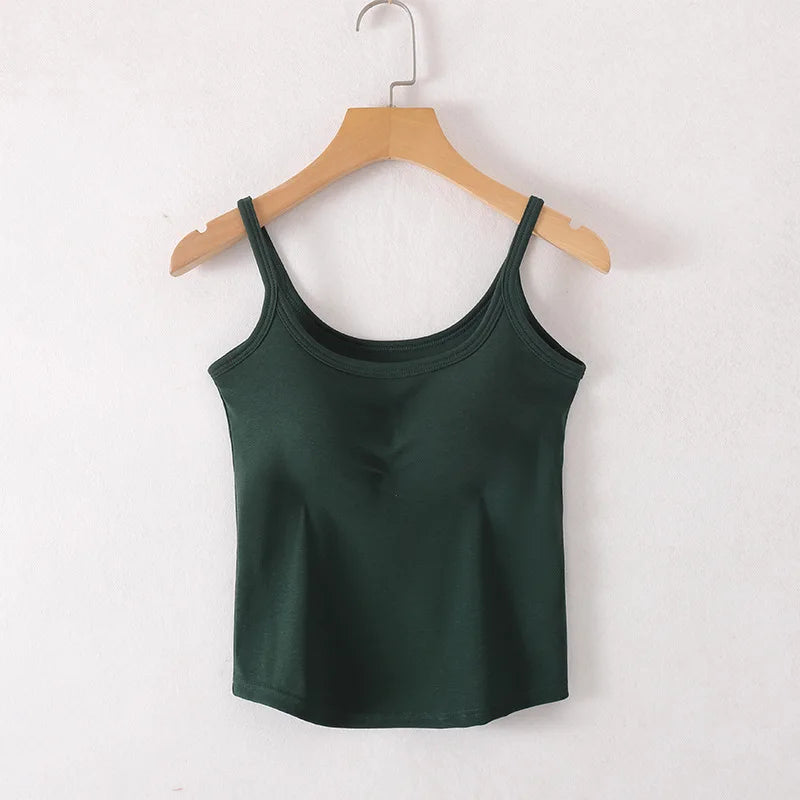 Camisola con sujetador incorporado, escote en V y sujetador incorporado, algodón
