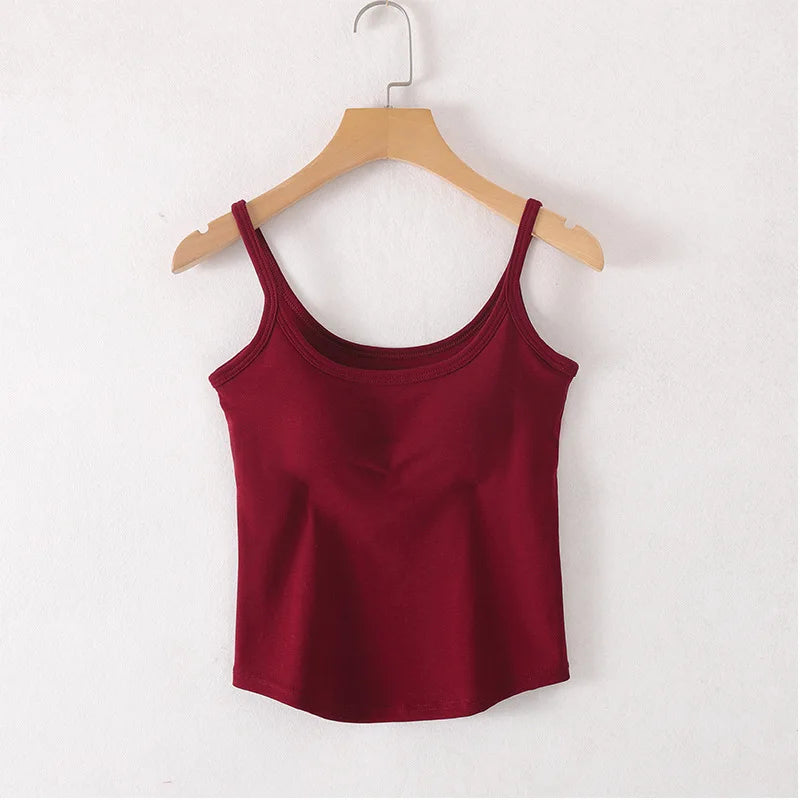 Camisola con sujetador incorporado, escote en V y sujetador incorporado, algodón