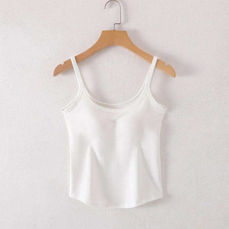 Camisola con sujetador incorporado, escote en V y sujetador incorporado, algodón