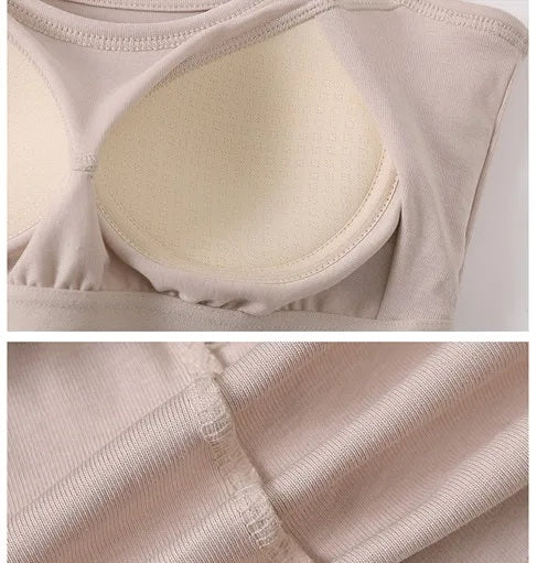 Camisola con sujetador incorporado, escote en V y sujetador incorporado, algodón