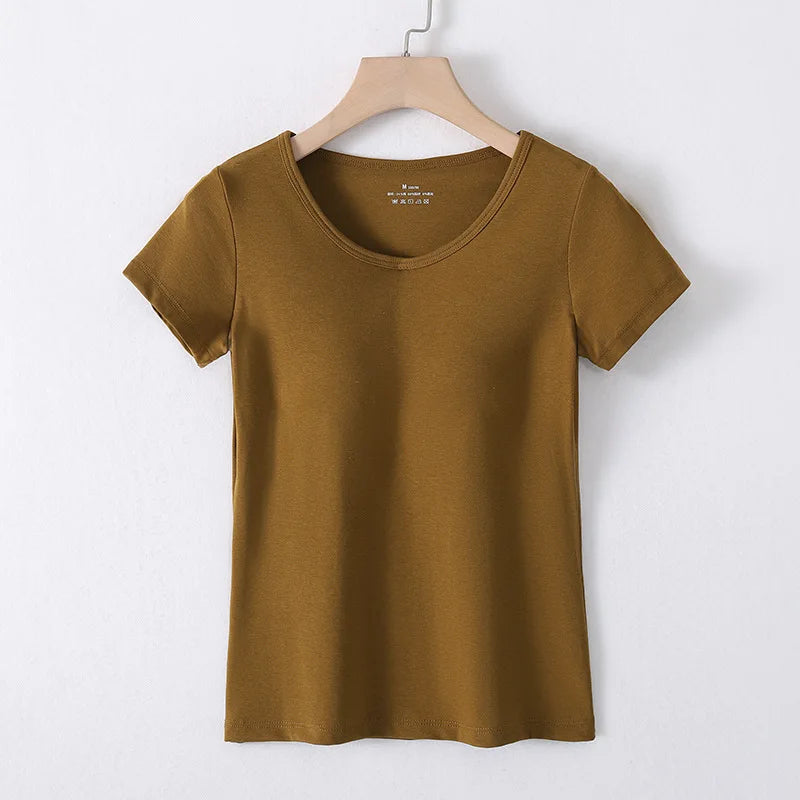 Camiseta con sujetador incorporado y relleno superior. Tallas grandes disponibles.