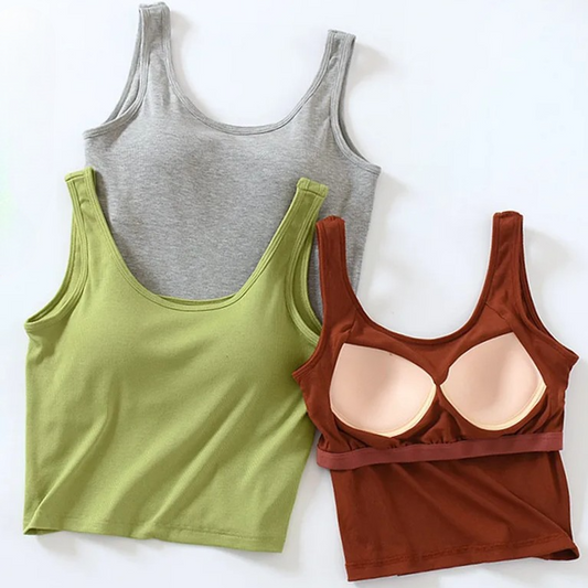 Crop Tank Top with Built-In Bra