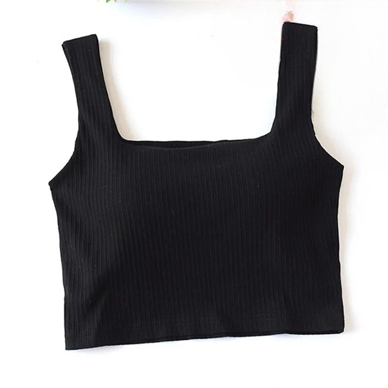 Crop Top Tank with Built In Bra Cotton