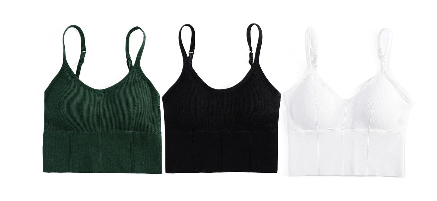 3 x Pack Crop Top Sports Bra with Straps Teens and Petite sizes - Free size