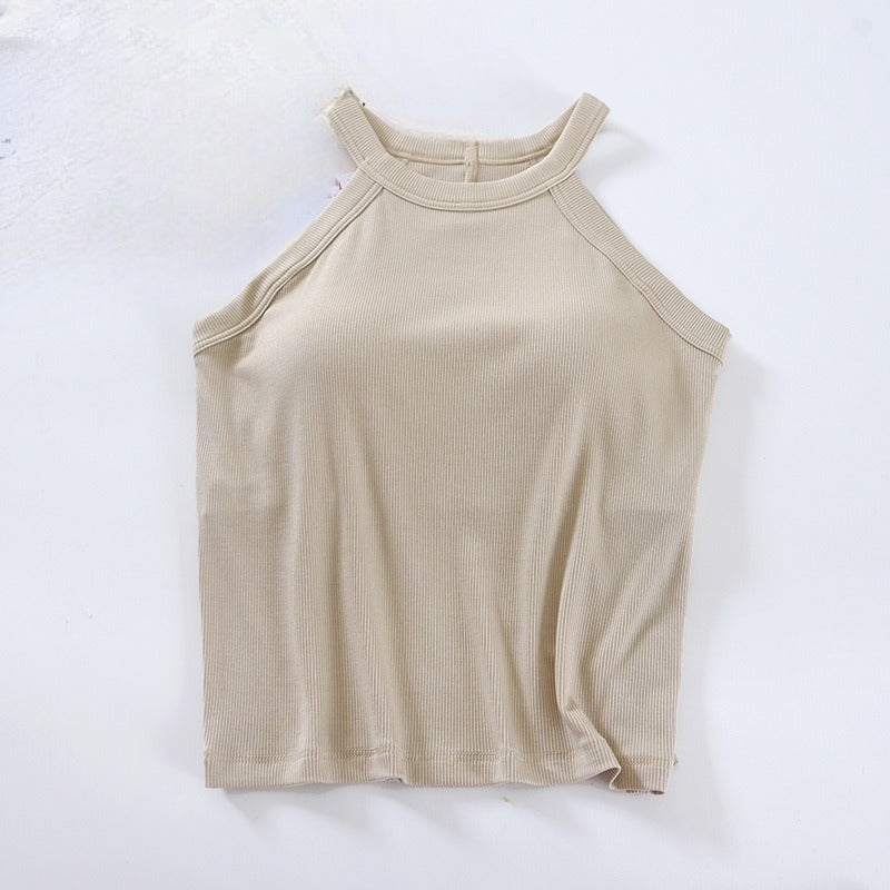 Halter Neck Top with Built in Bra - Short Length