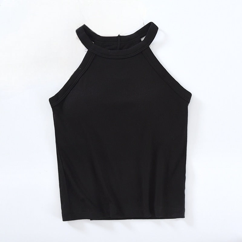 Halter Neck Top with Built in Bra - Short Length