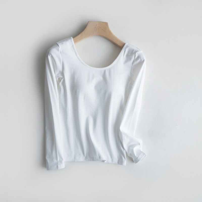 Long Sleeve Round Neck with a Built In Bra Cotton