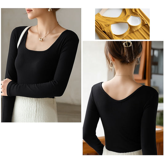 Long Sleeve Scooped Neck with an Inbuilt Bra