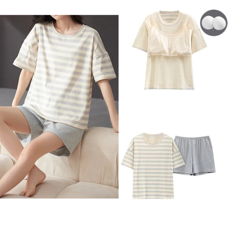 Parte superior de pijama con relleno incorporado. Conjunto de ropa de estar en casa. Talla grande disponible.