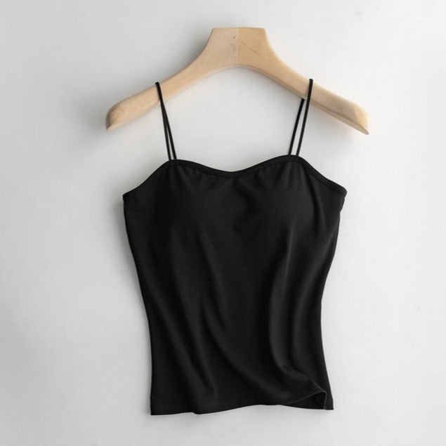 Spaghetti Strap Top with Built In Bra Cotton