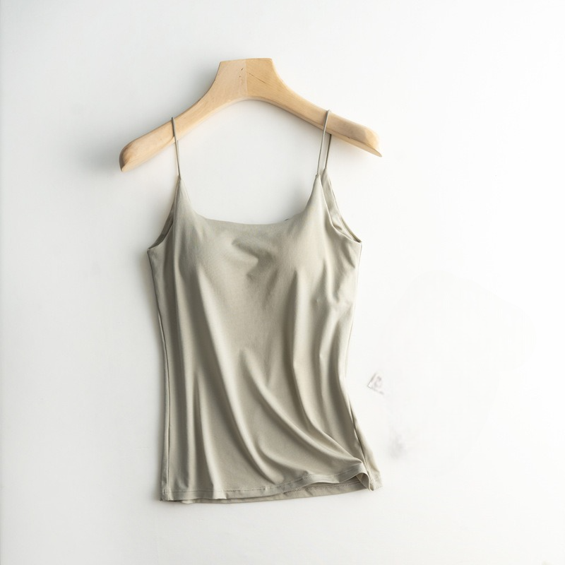 Spaghetti Strap Singlet with Built In Bra Cotton