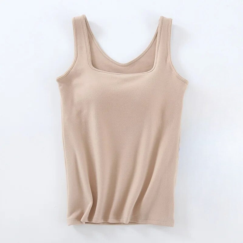 Thermal Tank Top with Inbuilt Bra Square Neckline