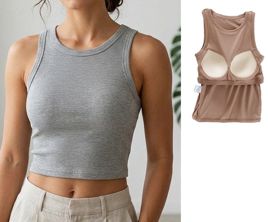 Tank Crop Top with Inbuilt Bra